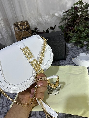  Beden beyaz Renk versace greca goddess shoulder white bag