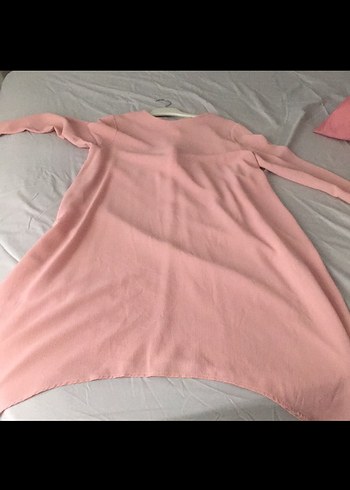 Pembe Keten Salaş Midi Tunik