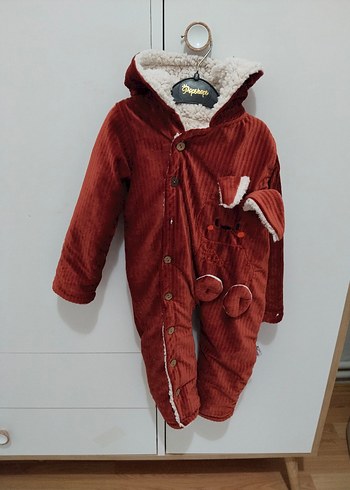 Kahverengi Kürklü unisex bebek tulum - Görsel 3