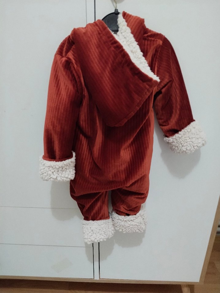 Kahverengi Kürklü unisex bebek tulum - Görsel 4