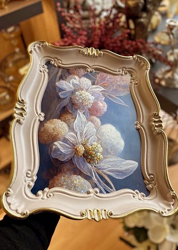 Pastel Mor Çiçek Desenli Dekoratif Tepsi - Görsel 3