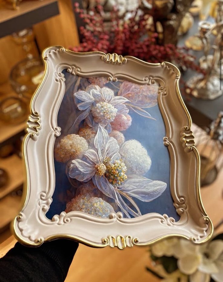 Pastel Mor Çiçek Desenli Dekoratif Tepsi - Görsel 3