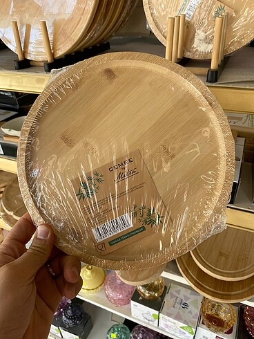 Yuvarlak bambu tabak/sunumluk