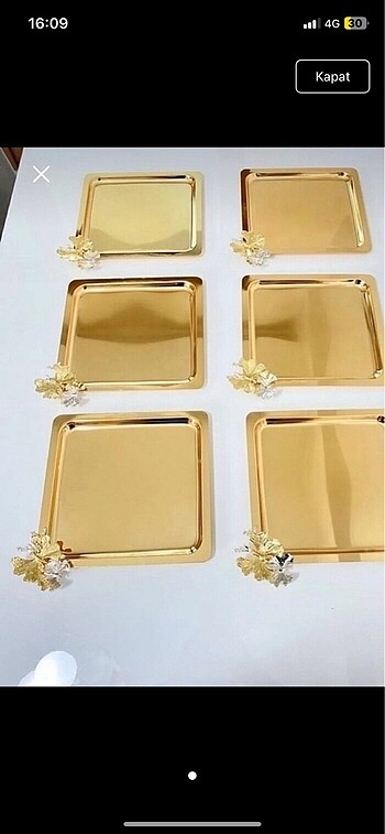 Gold kelebekli sunum tepsisi (6 adet)