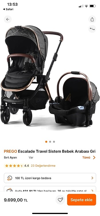 Prego escalade bebek arabası