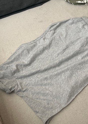 m Beden gri Renk Baskılı oversize crop tişört