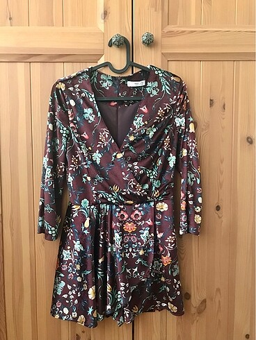 Mango kadife çiçekli mini tulum