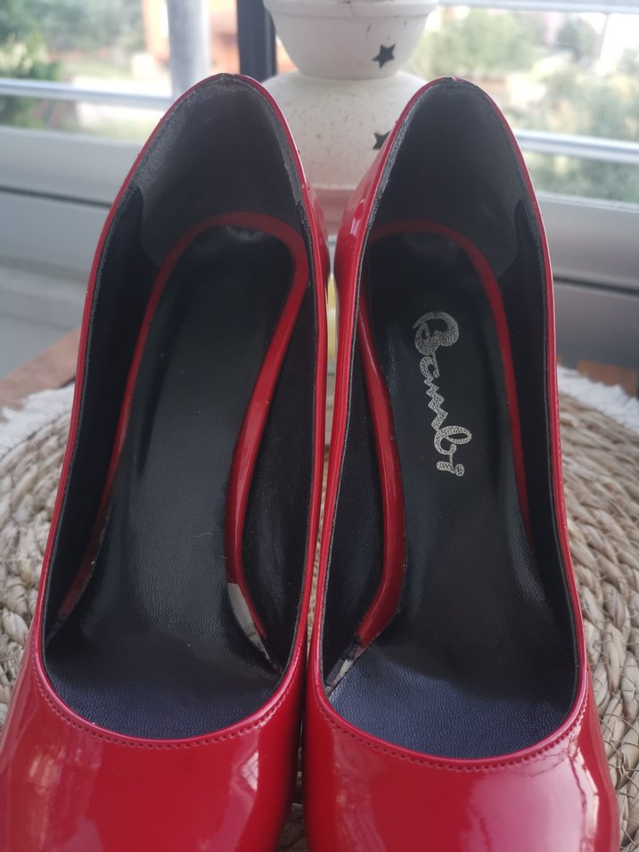 Kadın Parlak Kırmızı Platform Topuklu Ayakkabı - Görsel 3