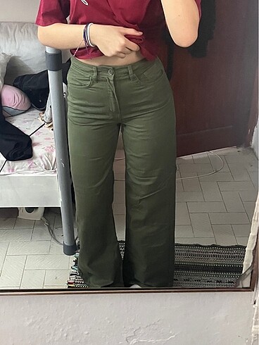 Zara Yesil Kot Pantolon