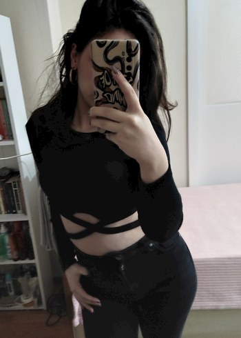 Kadın Siyah Gotik Deri Fitted Bluz