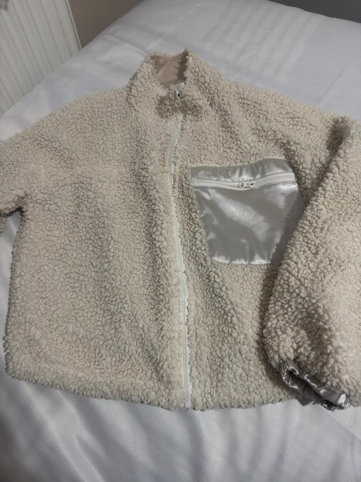 Gri Kadın Mini Peluş Ceket - Görsel 2