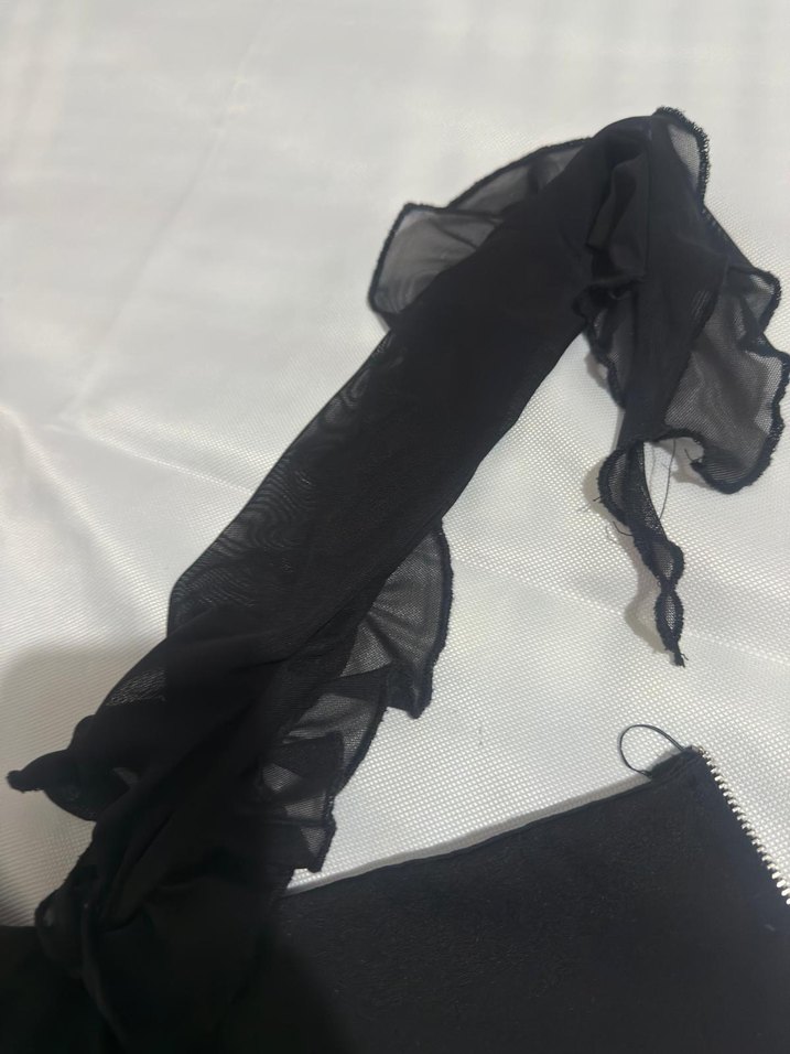 Siyah Straplez Fırfırlı Gotik Bustiyer - Görsel 4