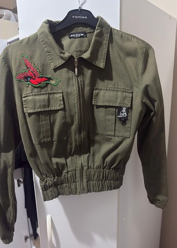 Düğmeli Yeşil Nakışlı Mini Kadın Ceket - Görsel 2