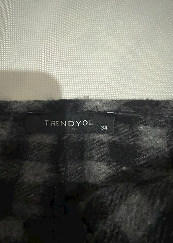 Düğmeli Gri Ekose Mini Etek - Görsel 2