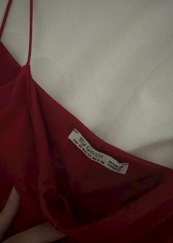 Kırmızı İnce Askılı Midi Elbise - Görsel 2