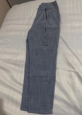 Gri Kadın Keten Pilili Rahat Pantolon - Görsel 2