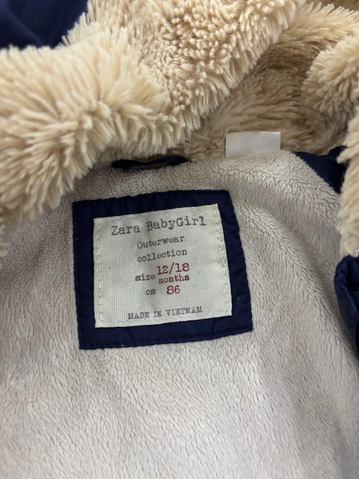 Kız Çocuk Mavi Kürklü Kapüşonlu Mont - Görsel 3