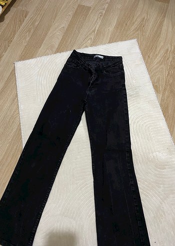 Siyah Midi Boy Regular Fit Kadın Kot Pantolon