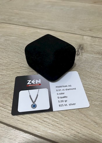 Zen Pırlanta Pırlantalı Nazar Boncuklu Gümüş Kolye - Görsel 5