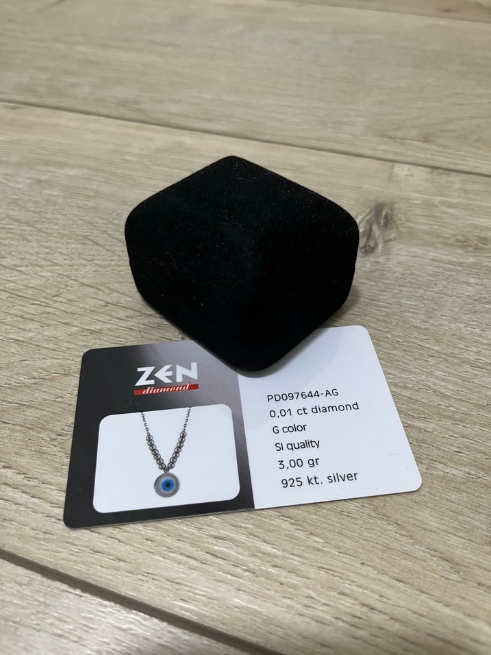 Zen Pırlanta Pırlantalı Nazar Boncuklu Gümüş Kolye - Görsel 5