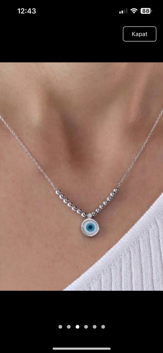 Zen Pırlanta Pırlantalı Nazar Boncuklu Gümüş Kolye - Görsel 3