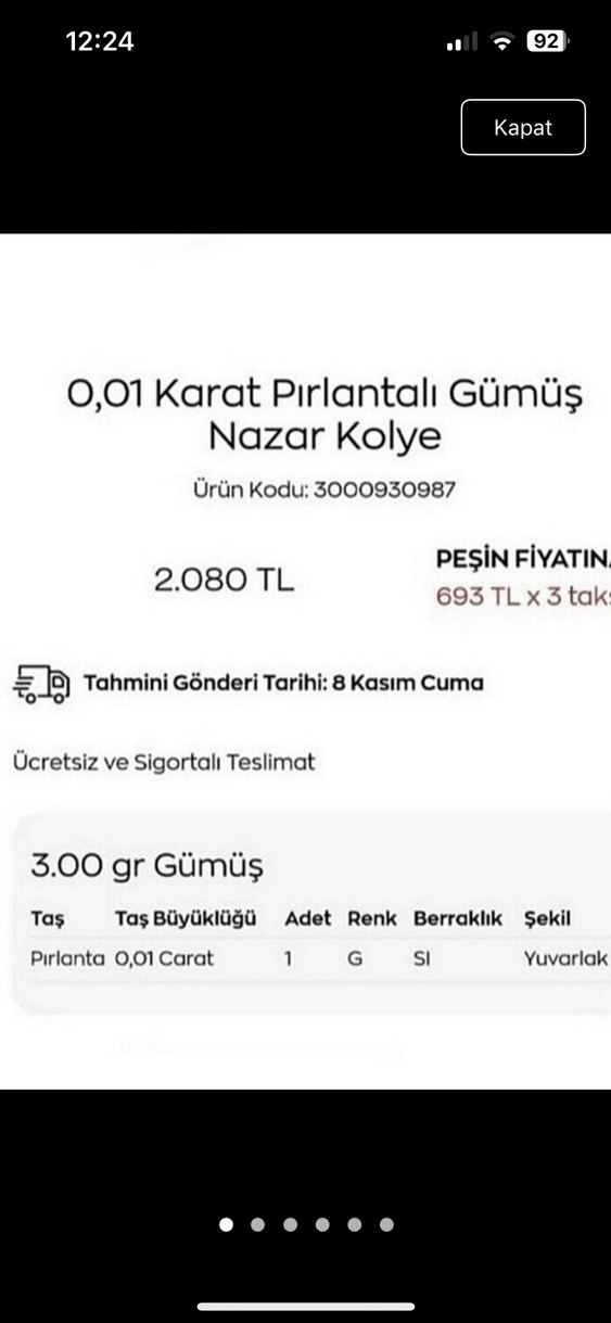 Zen Pırlanta Pırlantalı Nazar Boncuklu Gümüş Kolye - Görsel 2