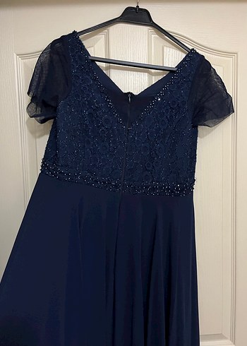 Lacivert Uzun Abiye Elbise - Görsel 3