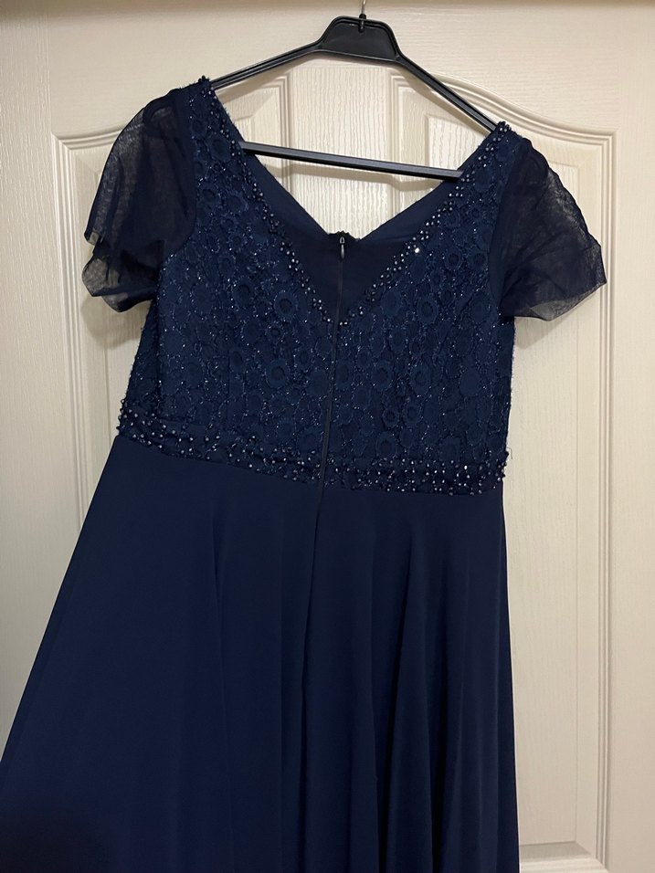 Lacivert Uzun Abiye Elbise - Görsel 3