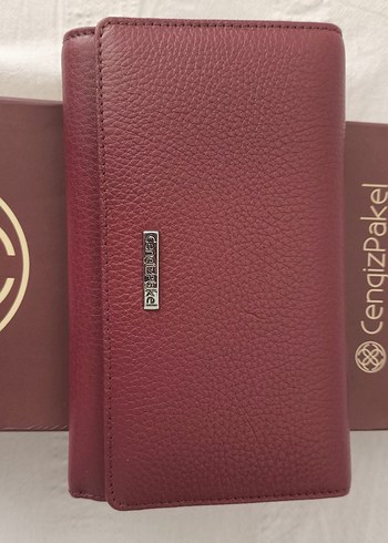 Bordo Deri Fermuarlı Cengiz Pakel Kadın Cüzdanı