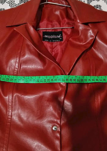 Bordo Kadın Deri Ceket Düğmeli - Görsel 3