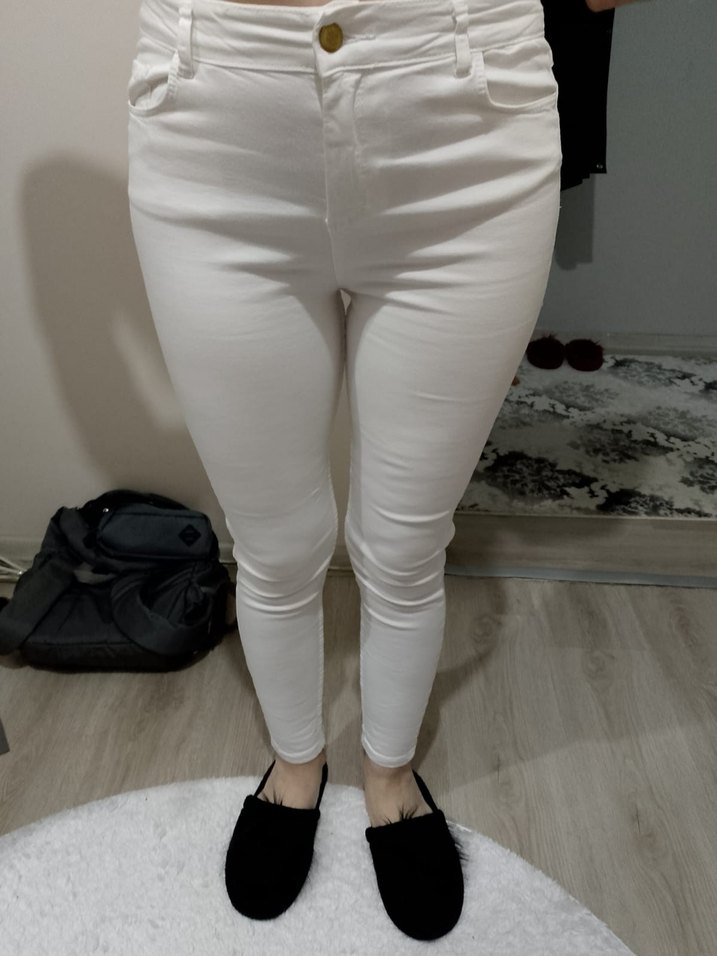 Kadın Beyaz pantolon skinny jean - Görsel 4