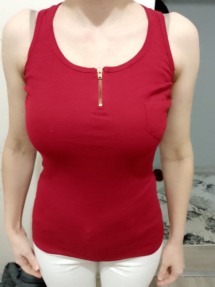 bordo Fermuarlı Yüksek Yakalı Kadın Atlet - Görsel 5