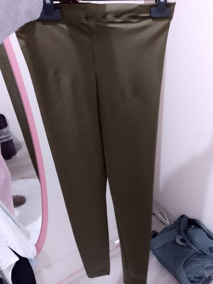 Kadın Haki parlak tayt - Görsel 3