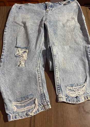 Gri Renkli Kadın yırtık Jean Pantolon - Görsel 3