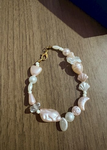 Beyaz Pembe Boncuklu Bohem Bileklik - Görsel 3