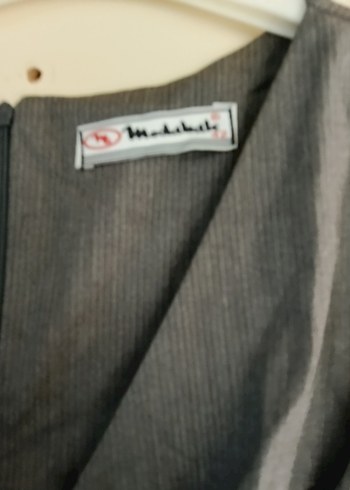 Gri Midi V Yaka Pliseli Kadın Elbise - Görsel 2