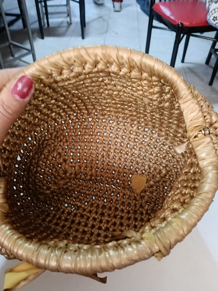 Bej Parlak Pliseli Bohem Kadın El Çantası - Görsel 2