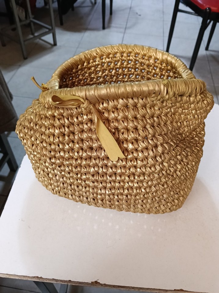 Bej Parlak Pliseli Bohem Kadın El Çantası - Görsel 3