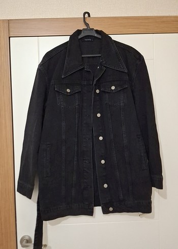Siyah Kadın Denim Midi Ceket