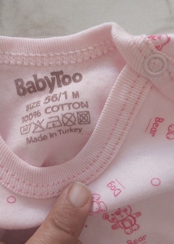 BabyToo Pembe Kız Bebek Kısa Kollu Body - Görsel 2