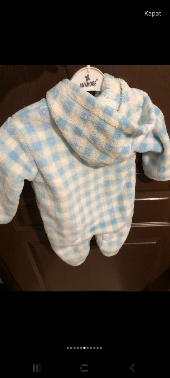 Mavi Bebek Erkek Triko Desenli Tulum - Görsel 4