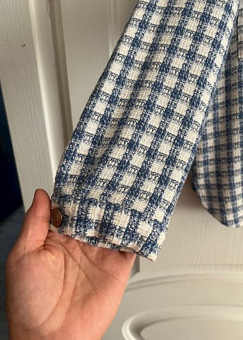 Düğmeli Mavi Beyaz Kareli çocuk Gömlek - Görsel 3