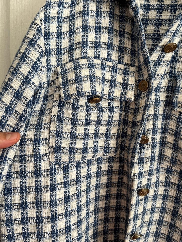 Düğmeli Mavi Beyaz Kareli çocuk Gömlek - Görsel 2