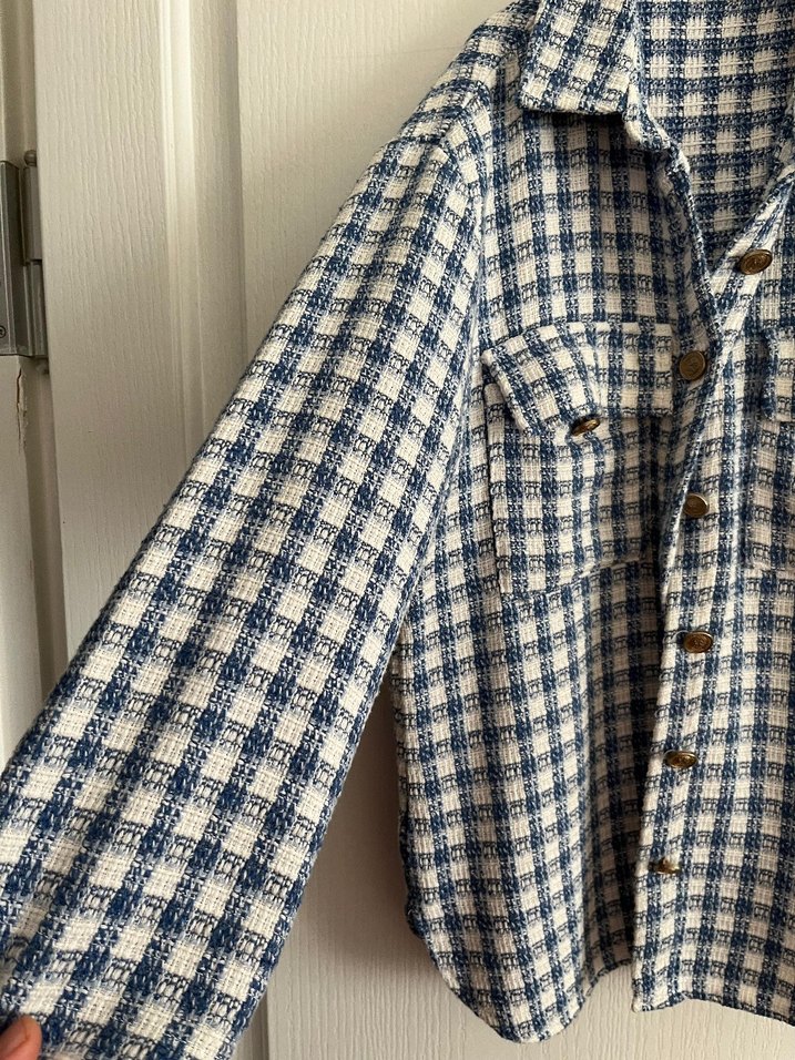 Düğmeli Mavi Beyaz Kareli çocuk Gömlek - Görsel 4