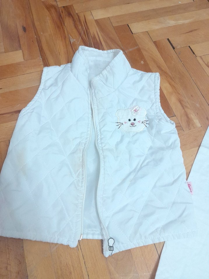 Kız Çocuk Beyaz Fermuarlı Yelek - Görsel 2