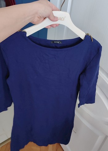 Lacivert penye Tunik Kısa Kollu - Görsel 6