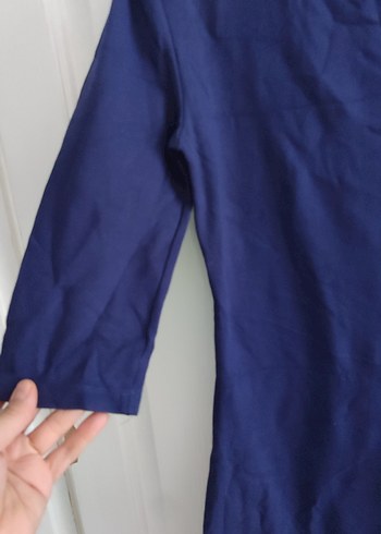 Lacivert penye Tunik Kısa Kollu - Görsel 4