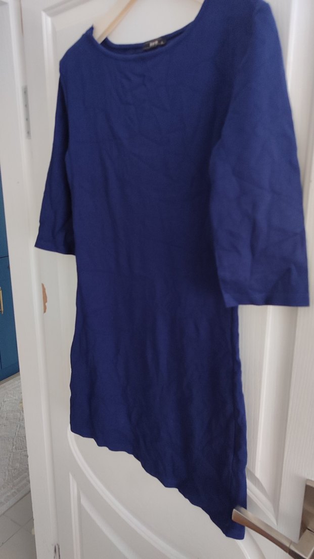 Lacivert penye Tunik Kısa Kollu - Görsel 3