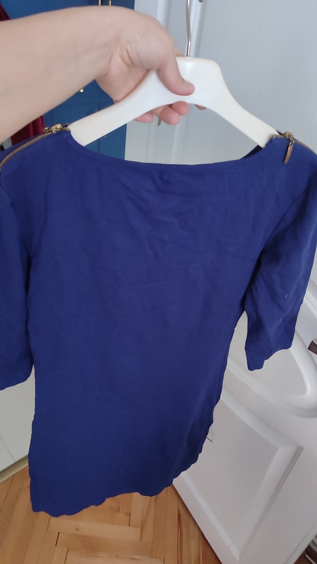 Lacivert penye Tunik Kısa Kollu - Görsel 5