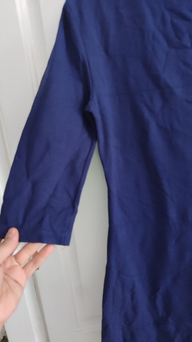 Lacivert penye Tunik Kısa Kollu - Görsel 4